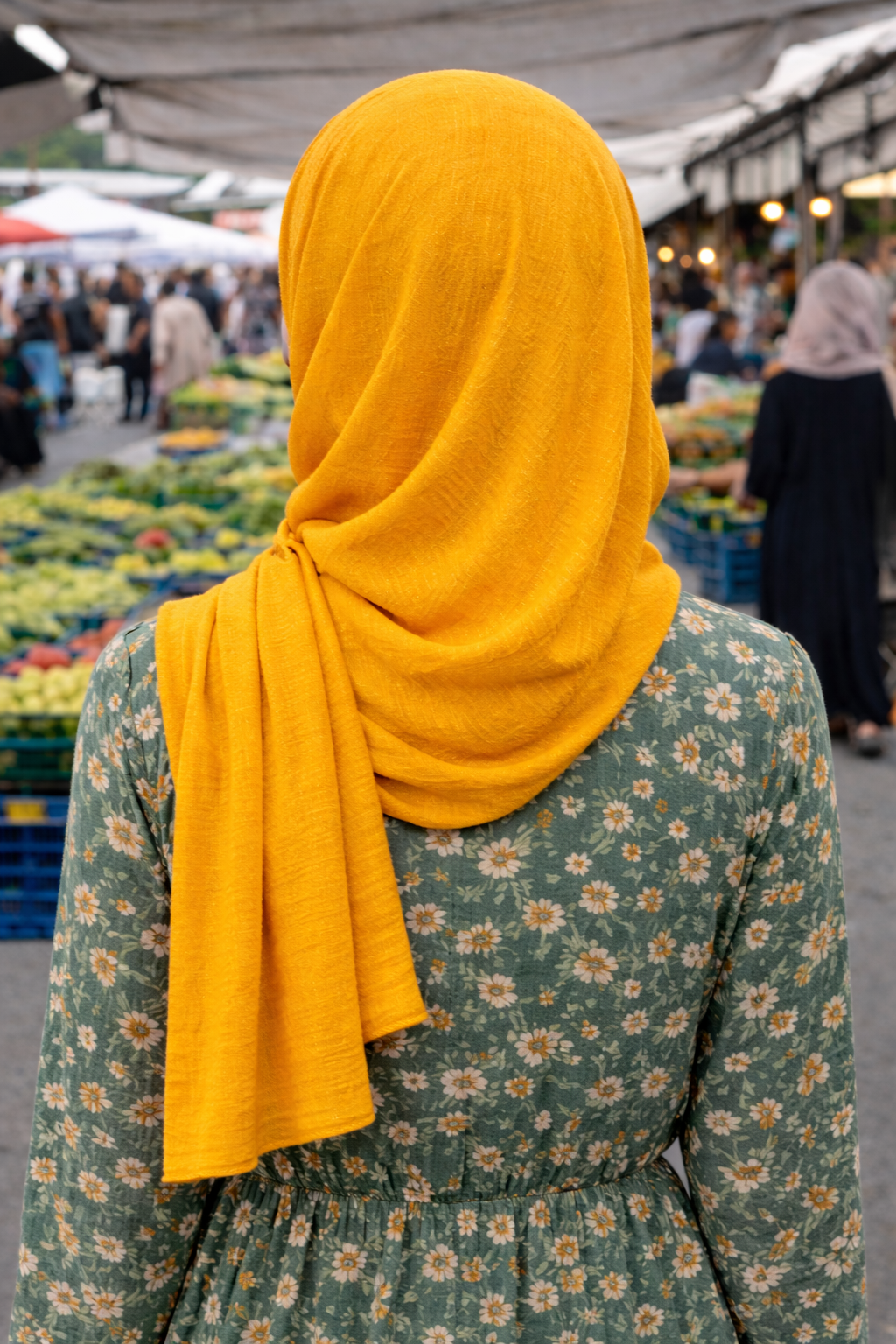 Old Gold Soft airflow fabric scarf with a subtle crinkle texture, perfect for daily modest wear.