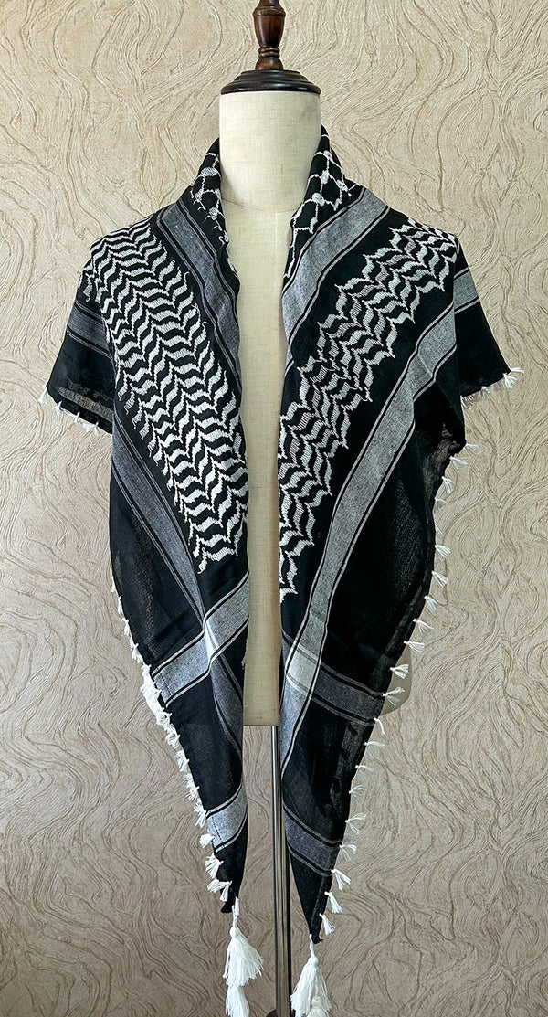 Traditional Palestine Keffiyah Scarves - Black & White - Amiiraa