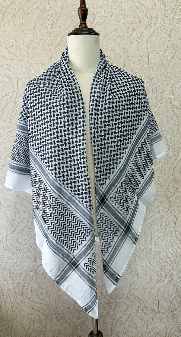 Traditional Palestine Keffiyah Scarves - Grey - Amiiraa