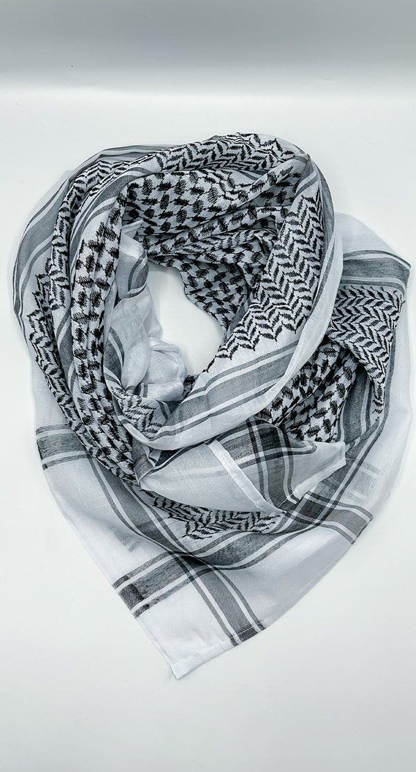 Traditional Palestine Keffiyah Scarves - Grey - Amiiraa