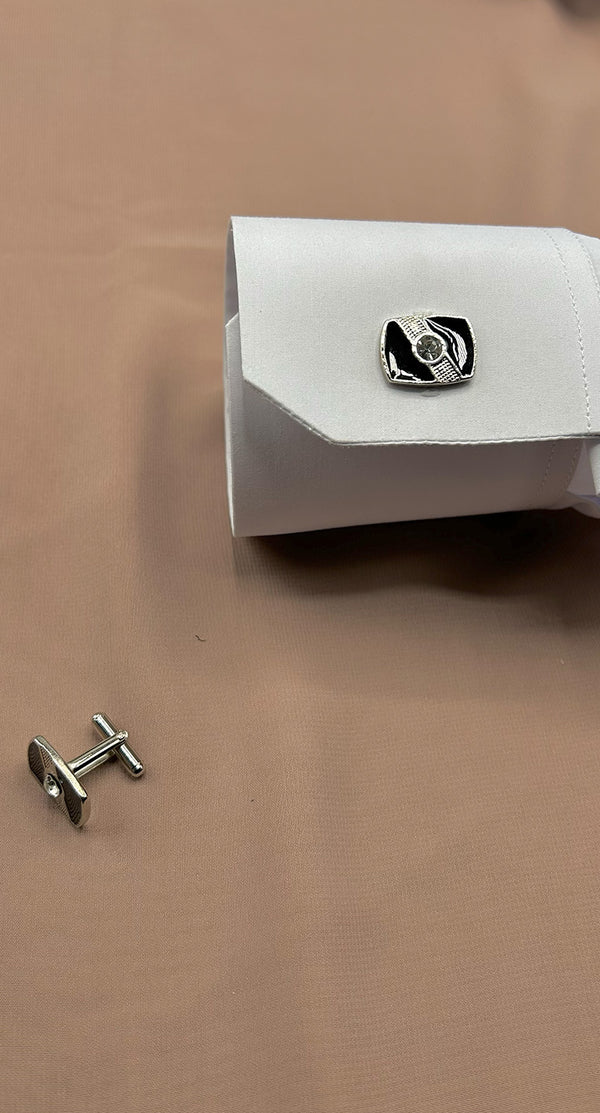 Rectangle Stud with side center deco, Stainless Steel Cufflinks - Amiiraa