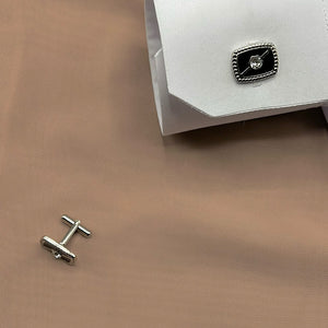 Rectangular Black Stud, Stainless Steel Cufflinks - Amiiraa