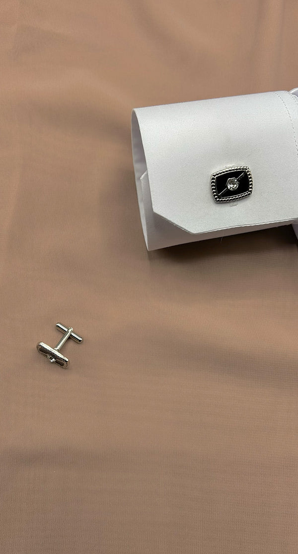 Rectangular Black Stud, Stainless Steel Cufflinks - Amiiraa