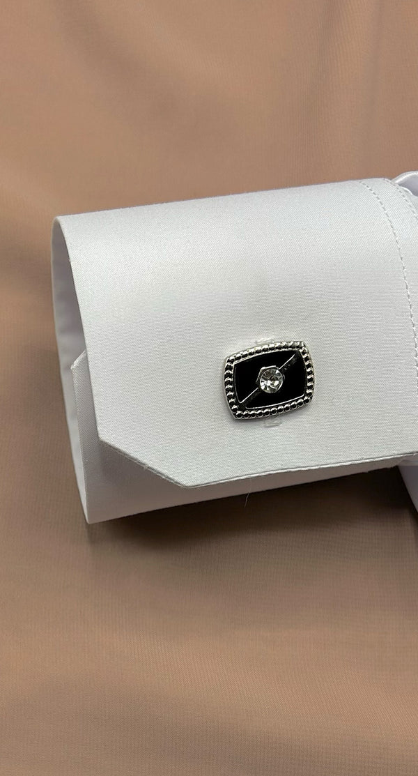 Rectangular Black Stud, Stainless Steel Cufflinks - Amiiraa