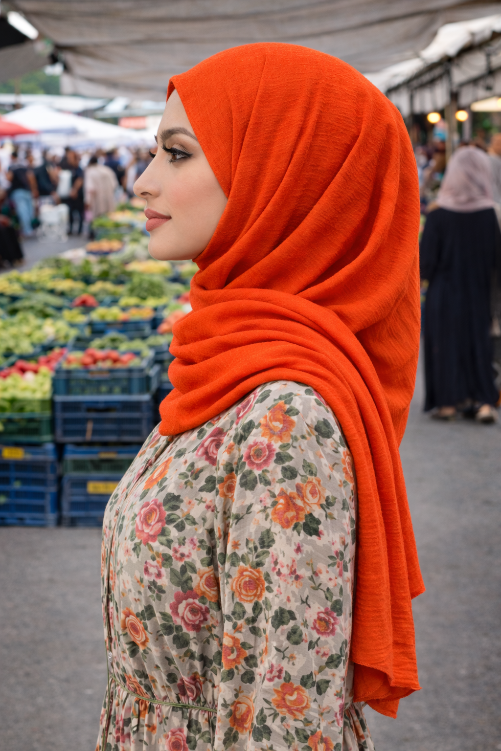 Red Alert Soft airflow fabric scarf with a subtle crinkle texture, perfect for daily modest wear.