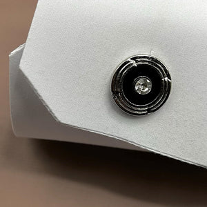 Silver, Circular black stud, stainless steel cufflinks - Amiiraa