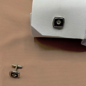 Square Black Stud, Stainless Steel Cufflinks - Amiiraa