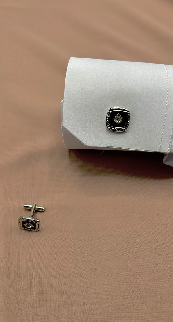 Square Black Stud, Stainless Steel Cufflinks - Amiiraa