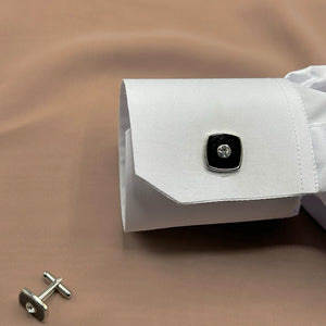 Square Stud with Diamond Center, Stainless Steel Cufflinks - Amiiraa