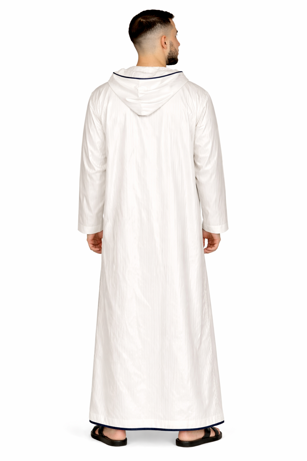 Lightest Sky Hooded Moroccan Thobe with Detailing