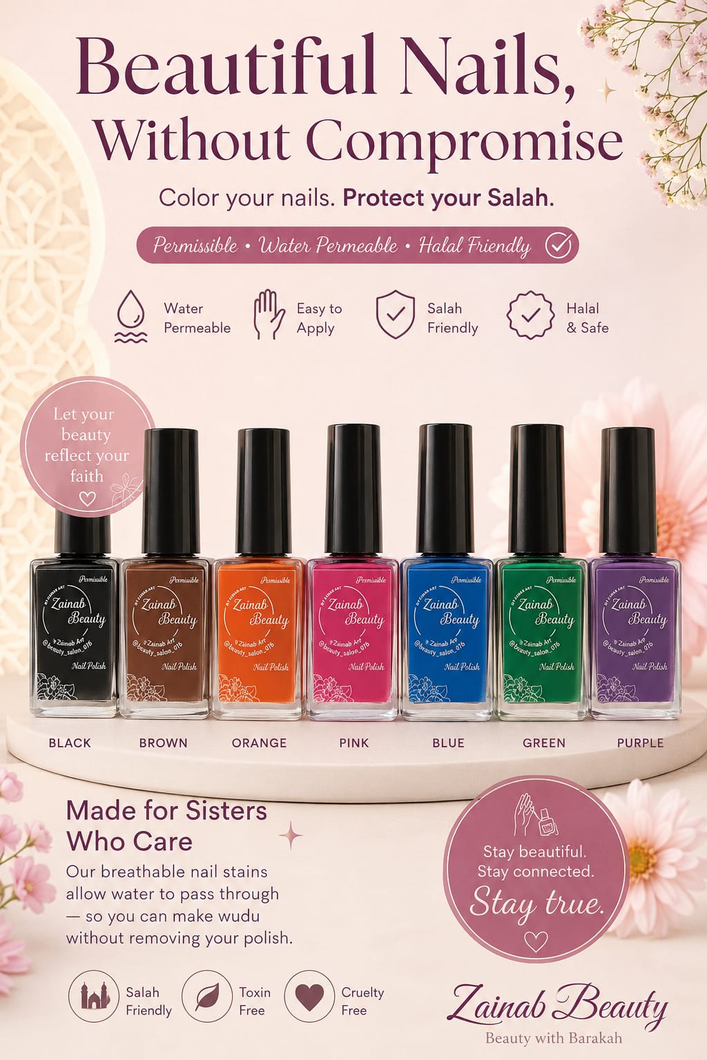 Black Zainab Beauty Permissible Henna Nail Polish