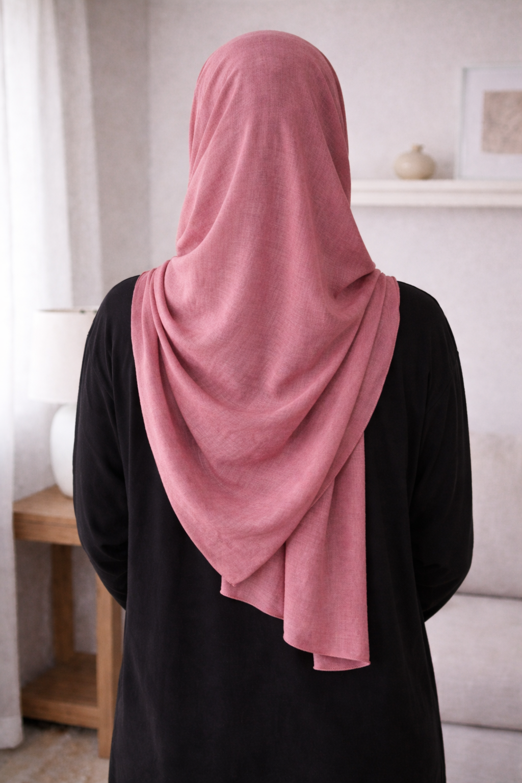 Amaranth Soft airflow fabric scarf with a subtle crinkle texture, perfect for daily modest wear.