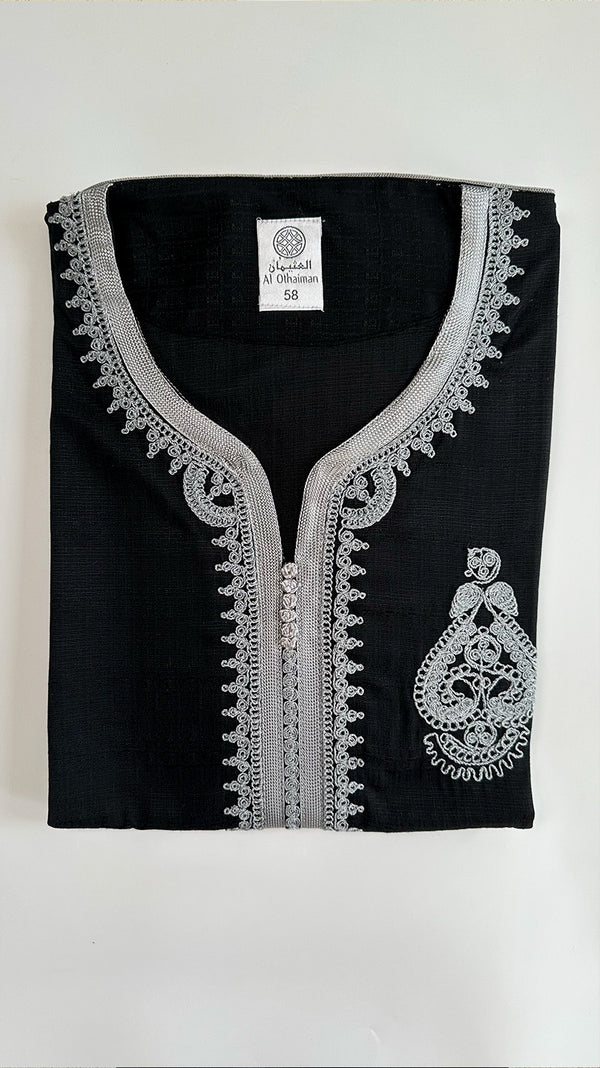 Al-Othaiman Embroidered Shorts Sleeve Thobe - Amiiraa