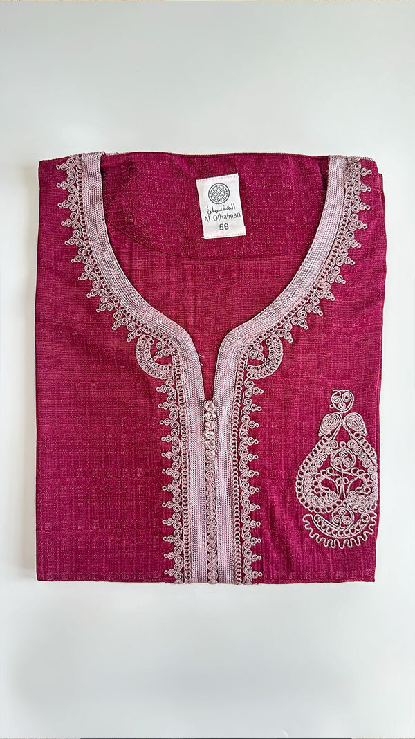 Al-Othaiman Embroidered Shorts Sleeve Thobe - Amiiraa