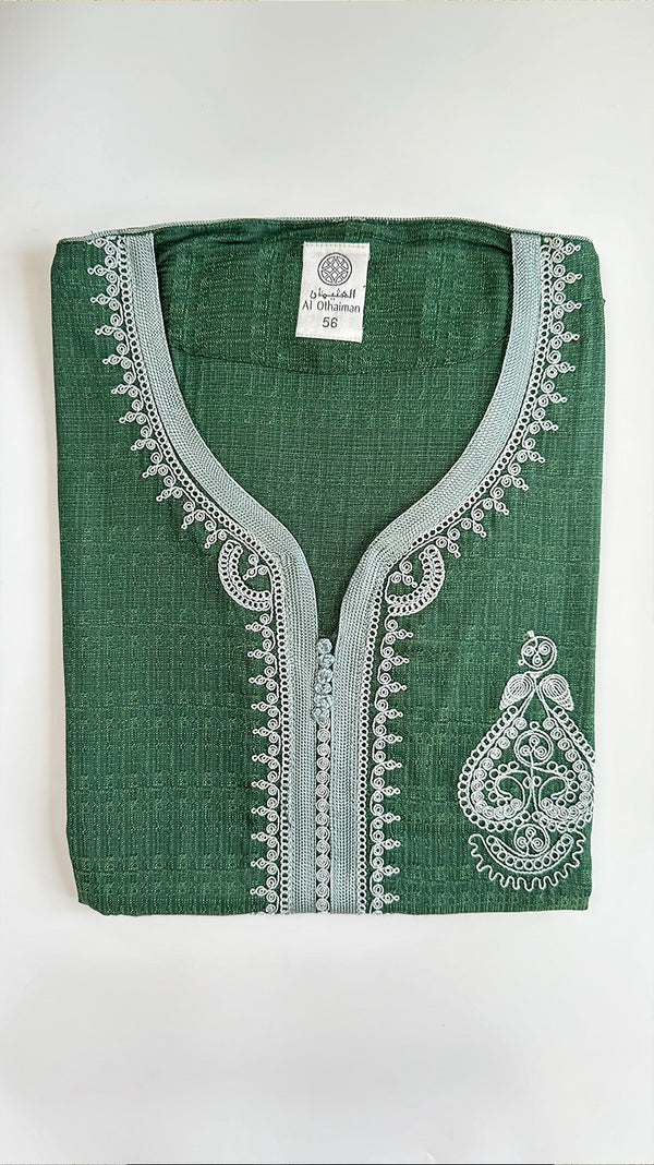 Al-Othaiman Embroidered Shorts Sleeve Thobe - Amiiraa