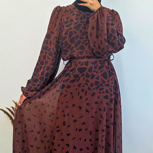 DMN Chiffon Dotted Block Patterned Dress | Shop Maxi Dress Online - amiiraa