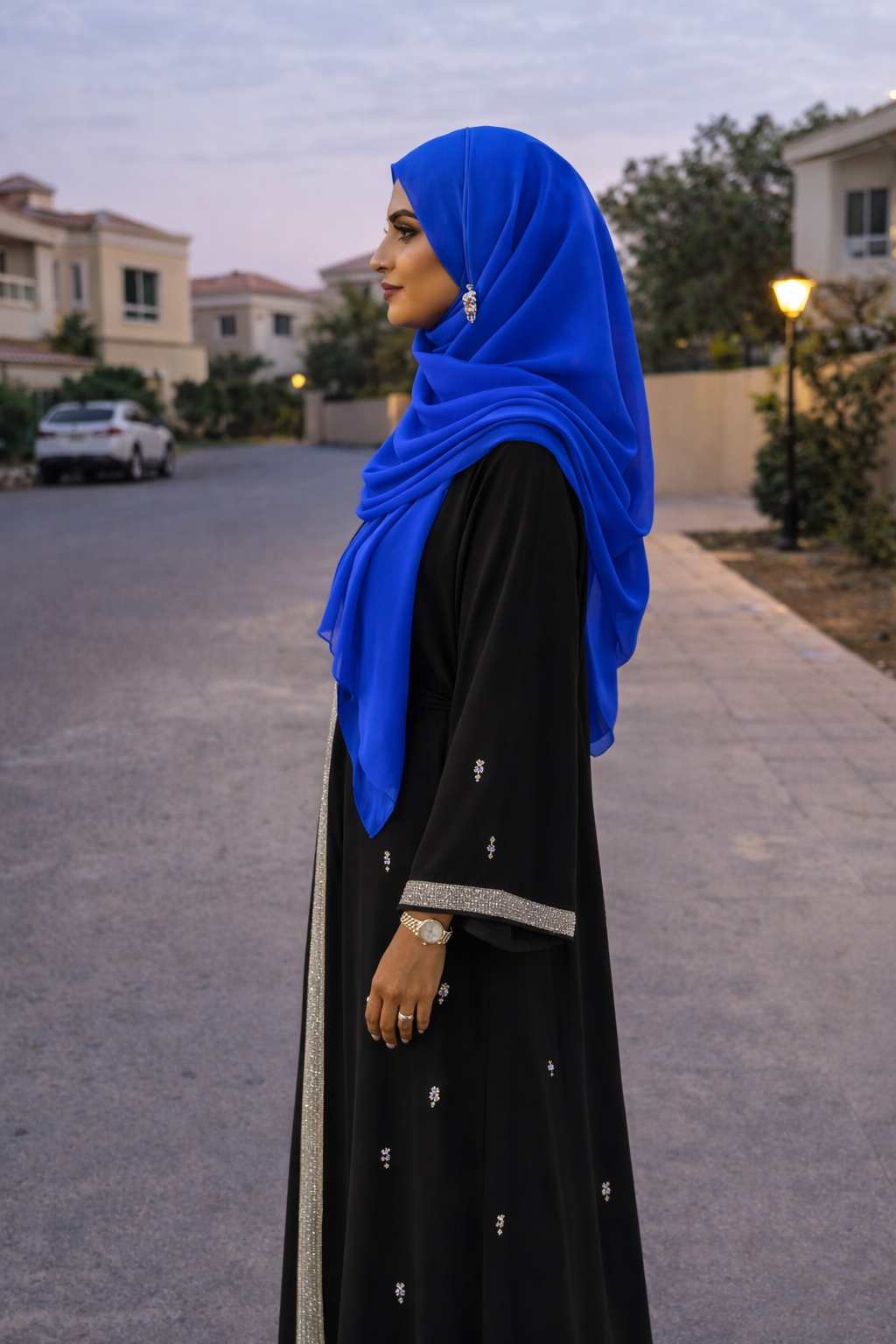Amparo Blue Lightweight Rectangular Chiffon Scarf for Women – Sheer Wrap