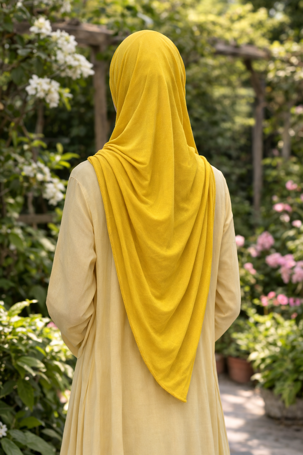 Bamboo Soft, stretchy cotton jersey scarf designed for comfortable everyday modest wear