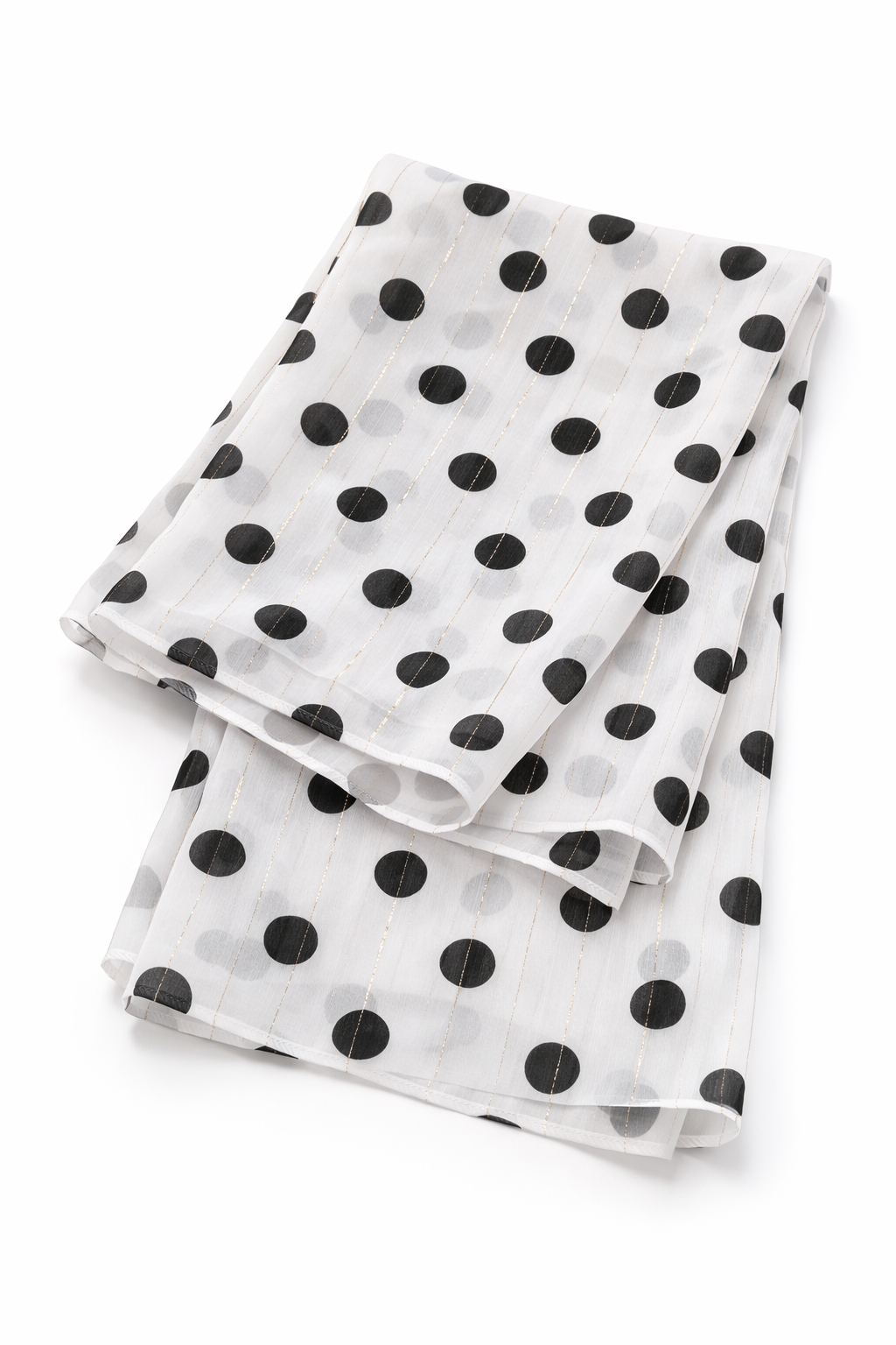 Lightweight Black Polka Dot Print Blue Flower Chiffon Scarf for Women