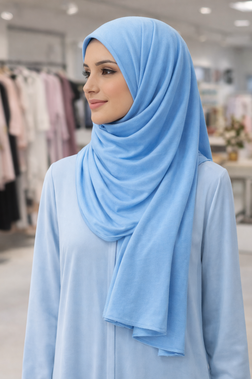 Blue Grotto Soft, stretchy cotton jersey scarf designed for comfortable everyday modest wear