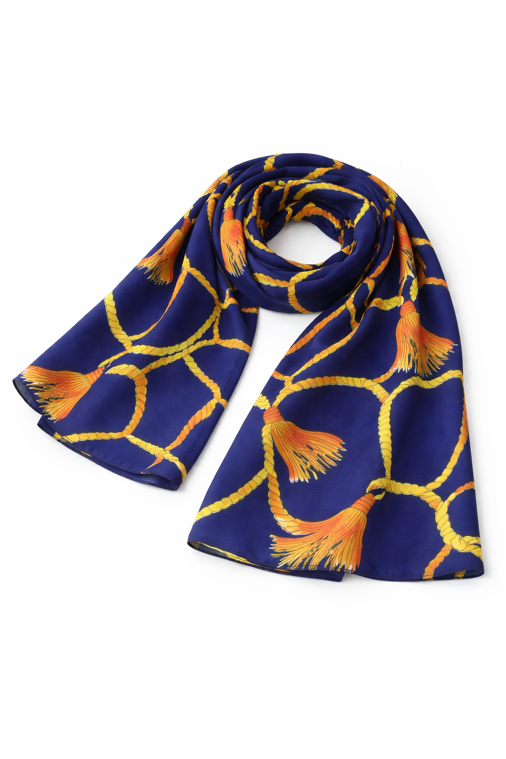 Lightweight Blueprint Chain Print Chiffon Scarf for Women