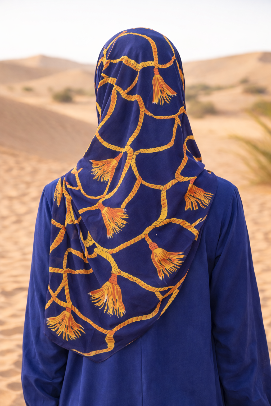 Lightweight Blueprint Chain Print Chiffon Scarf for Women