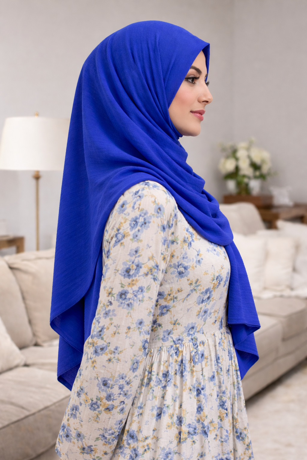 Bluing Soft airflow fabric scarf with a subtle crinkle texture, perfect for daily modest wear.