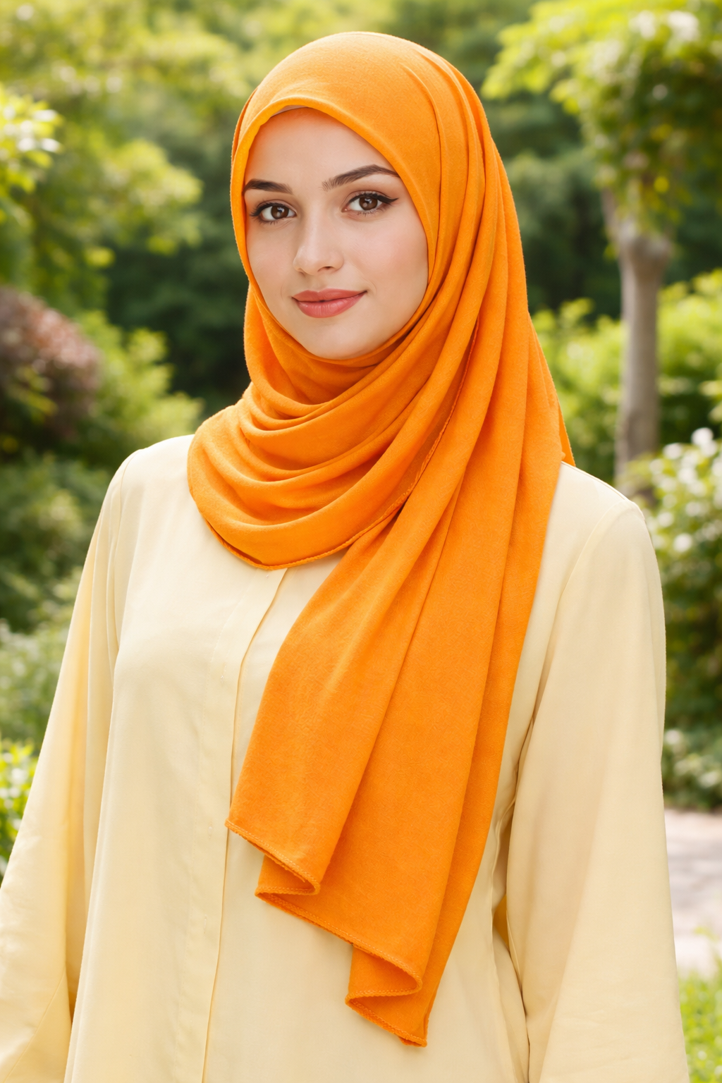Cadmium Yellow Soft, stretchy cotton jersey scarf designed for comfortable everyday modest wear