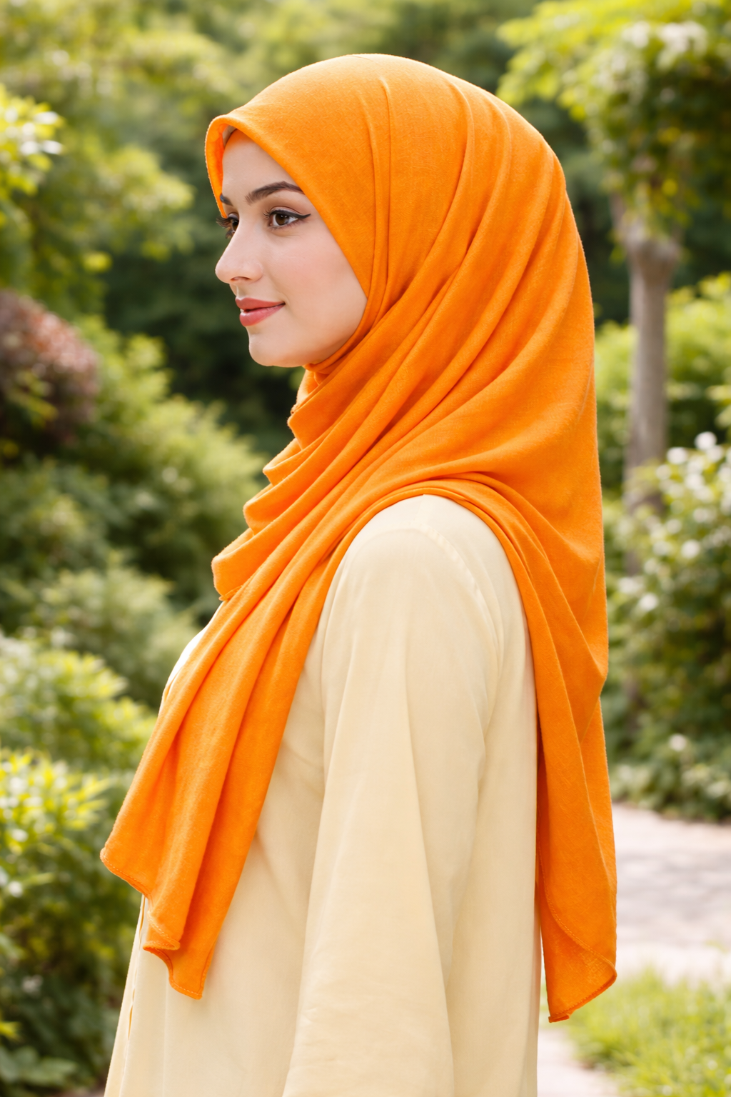 Cadmium Yellow Soft, stretchy cotton jersey scarf designed for comfortable everyday modest wear