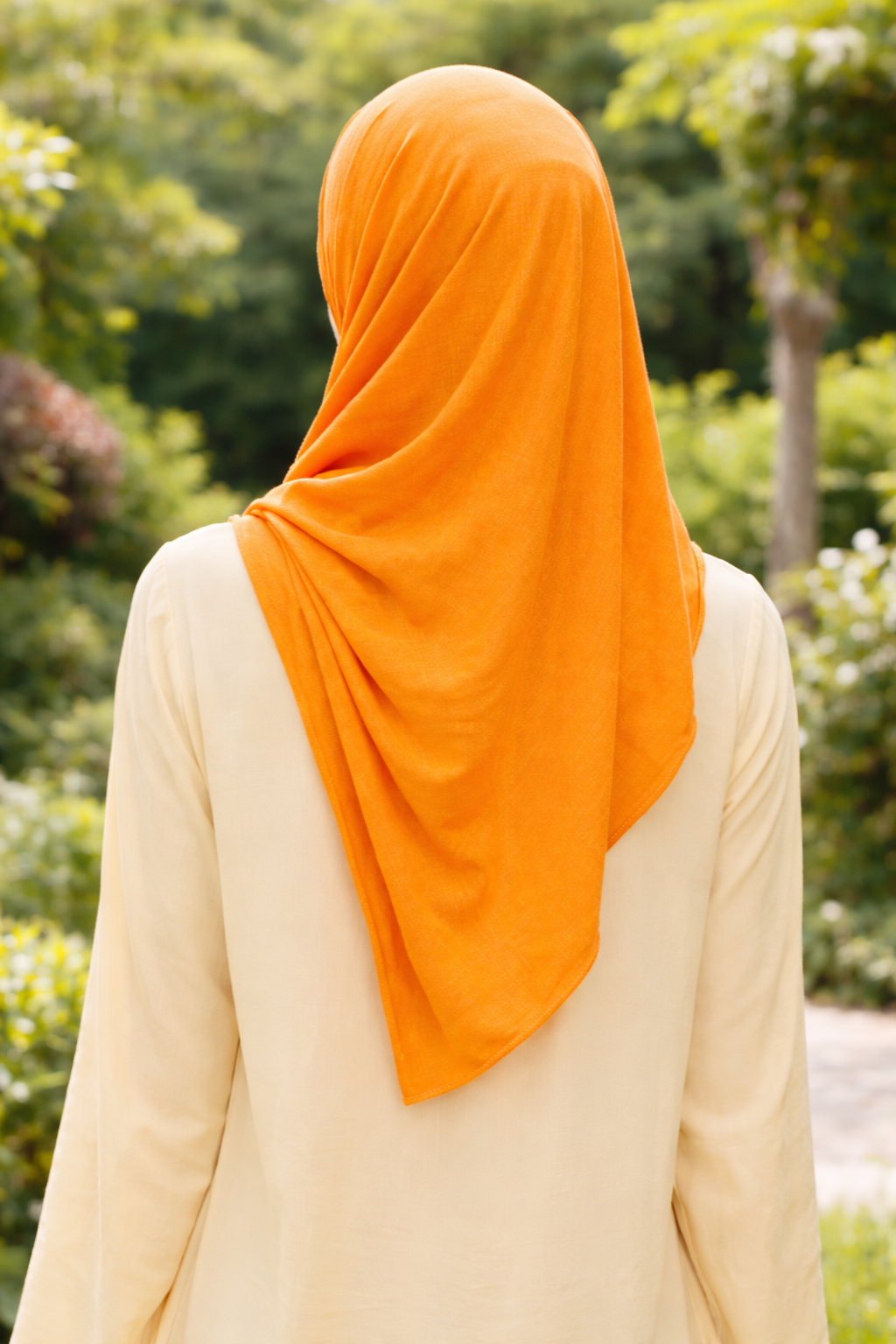 Cadmium Yellow Soft, stretchy cotton jersey scarf designed for comfortable everyday modest wear