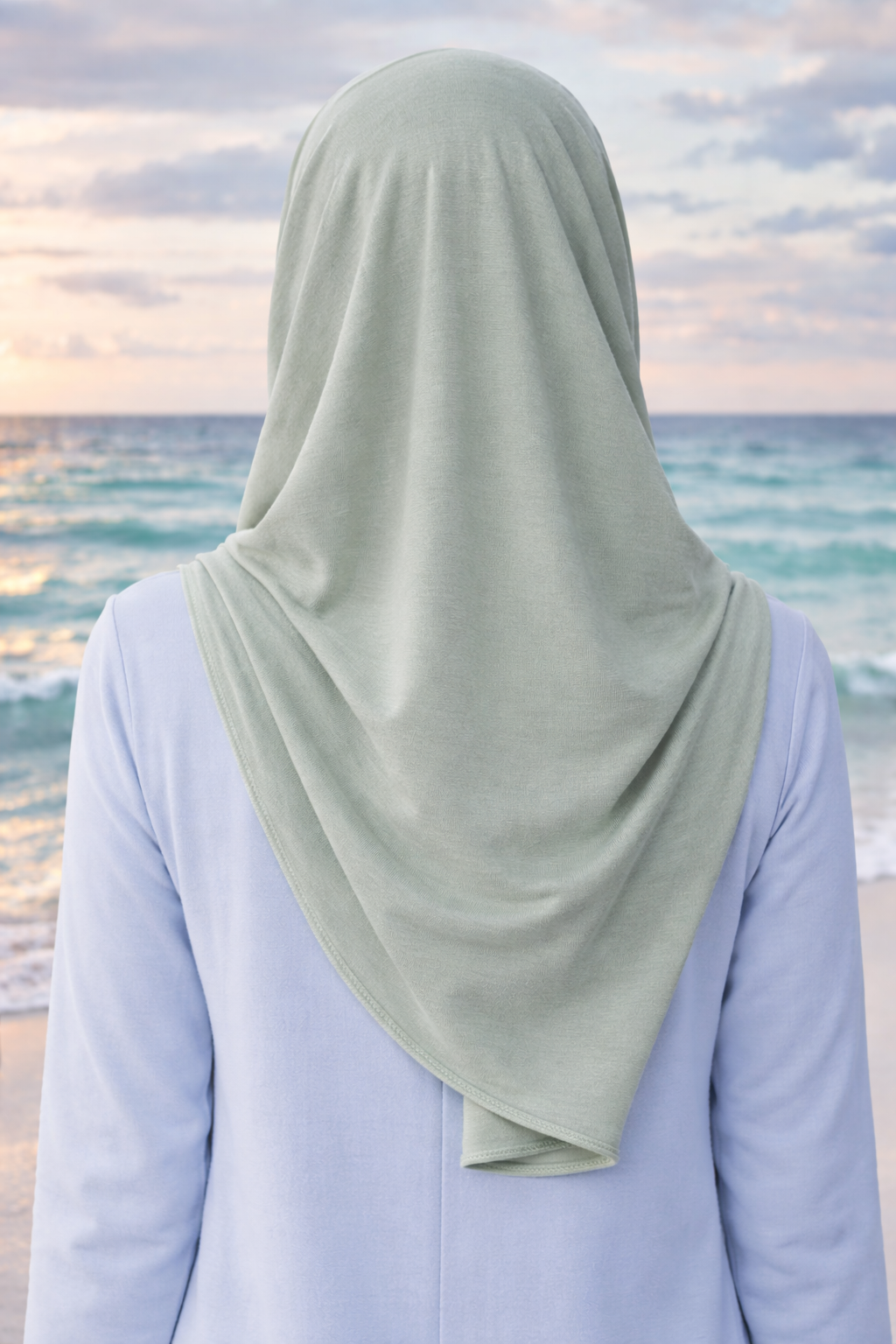 Cameo Green Soft, stretchy cotton jersey scarf designed for comfortable everyday modest wear
