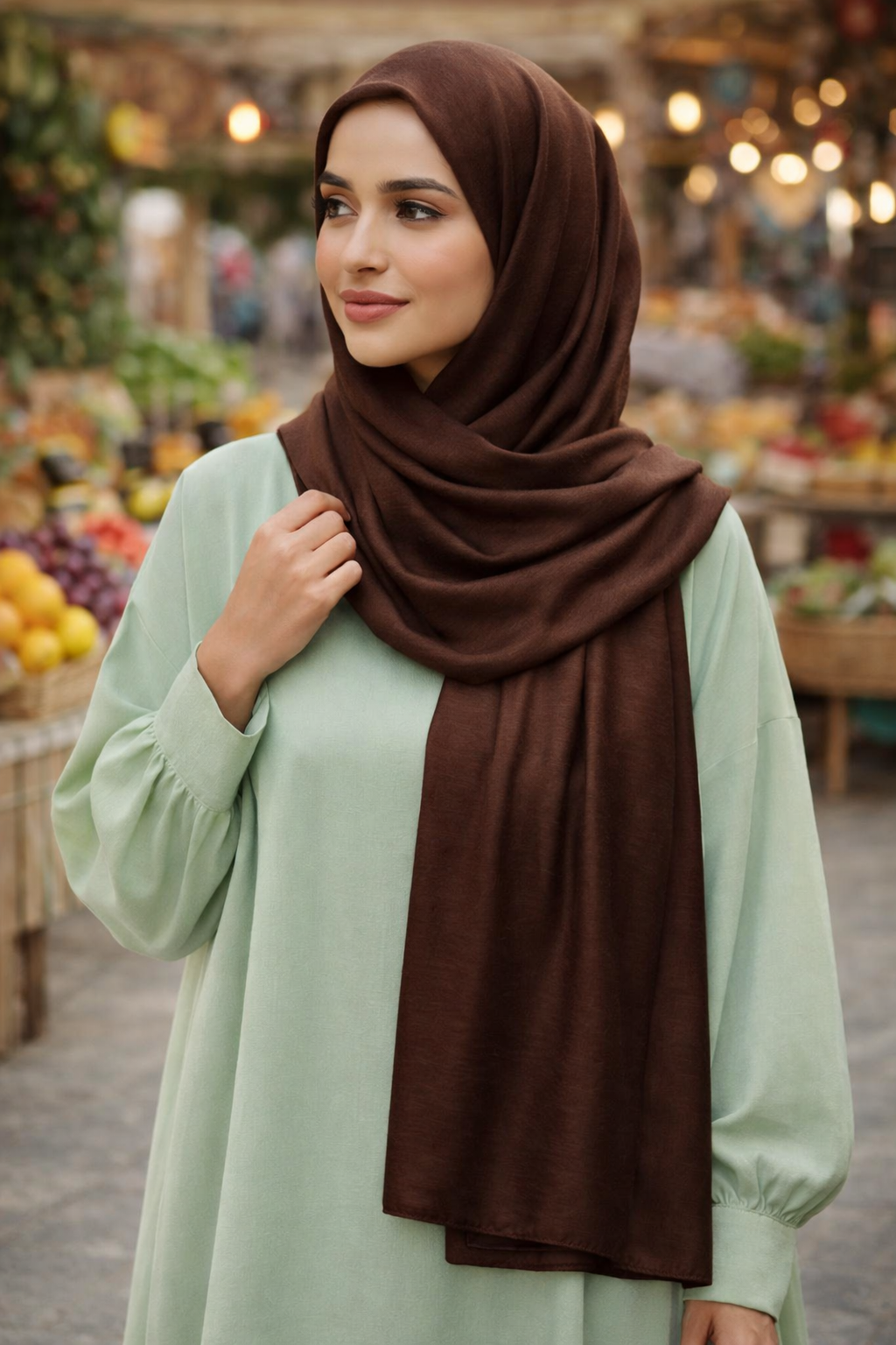 Chicory Coffee Soft Rectangular Satin scarf for Women