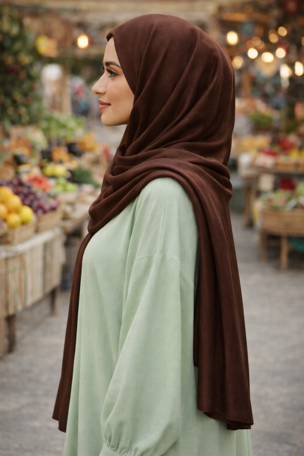 Chicory Coffee Soft Rectangular Satin scarf for Women