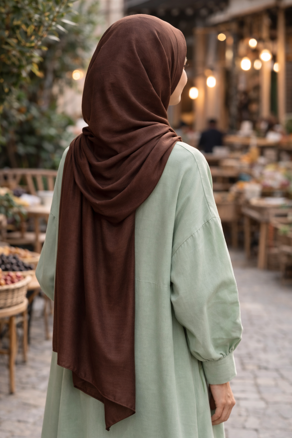 Chicory Coffee Soft Rectangular Satin scarf for Women