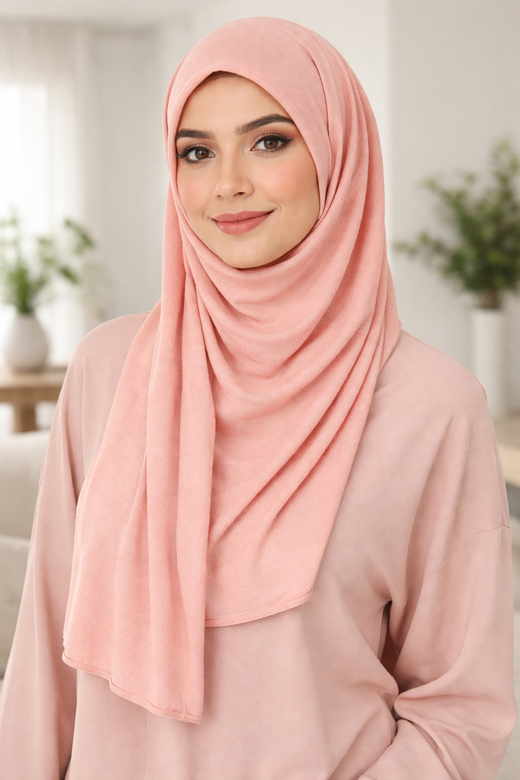 Coral Cloud Soft, stretchy cotton jersey scarf designed for comfortable everyday modest wear