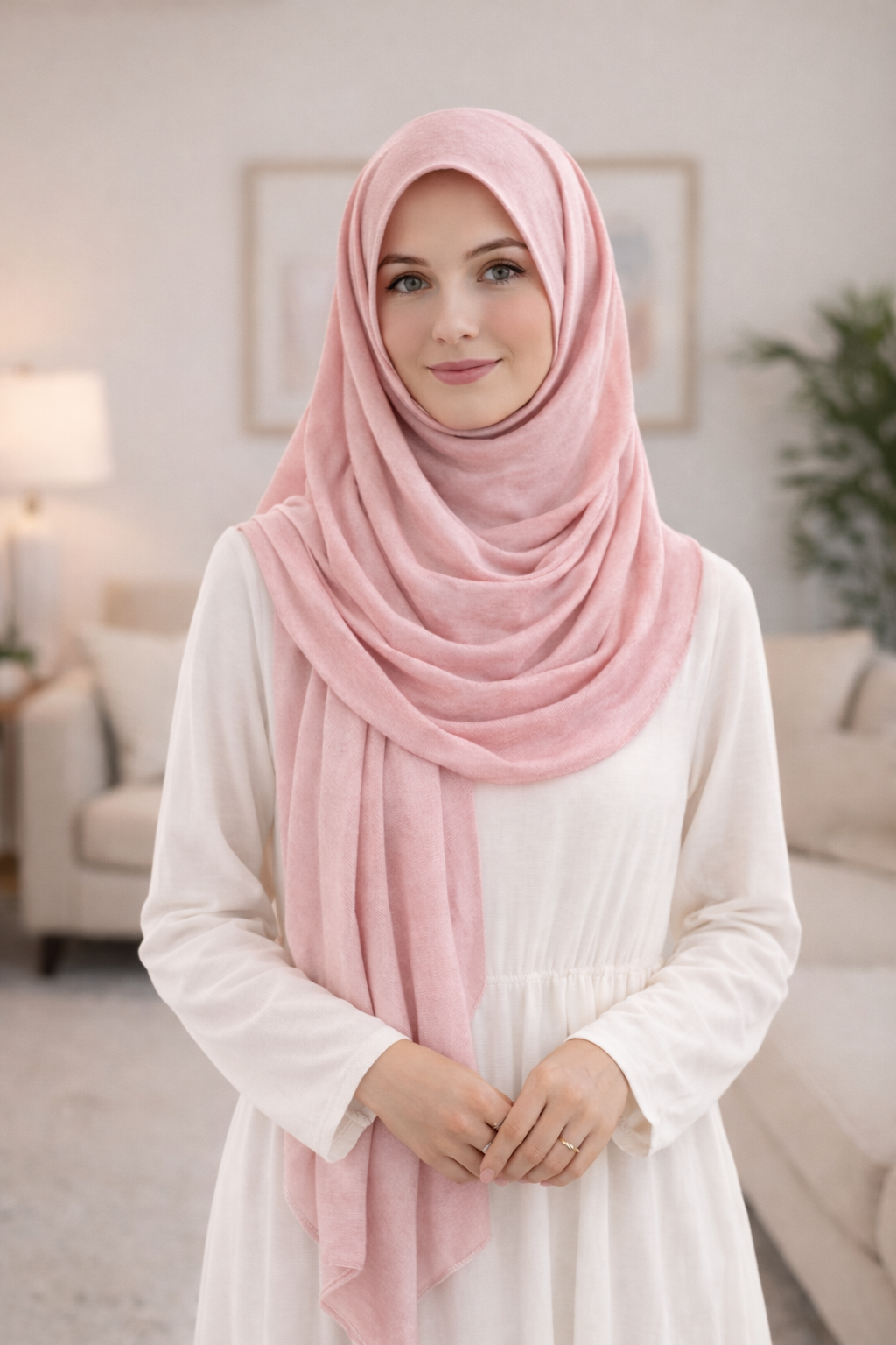 Dawn Pink Soft, stretchy cotton jersey scarf designed for comfortable everyday modest wear
