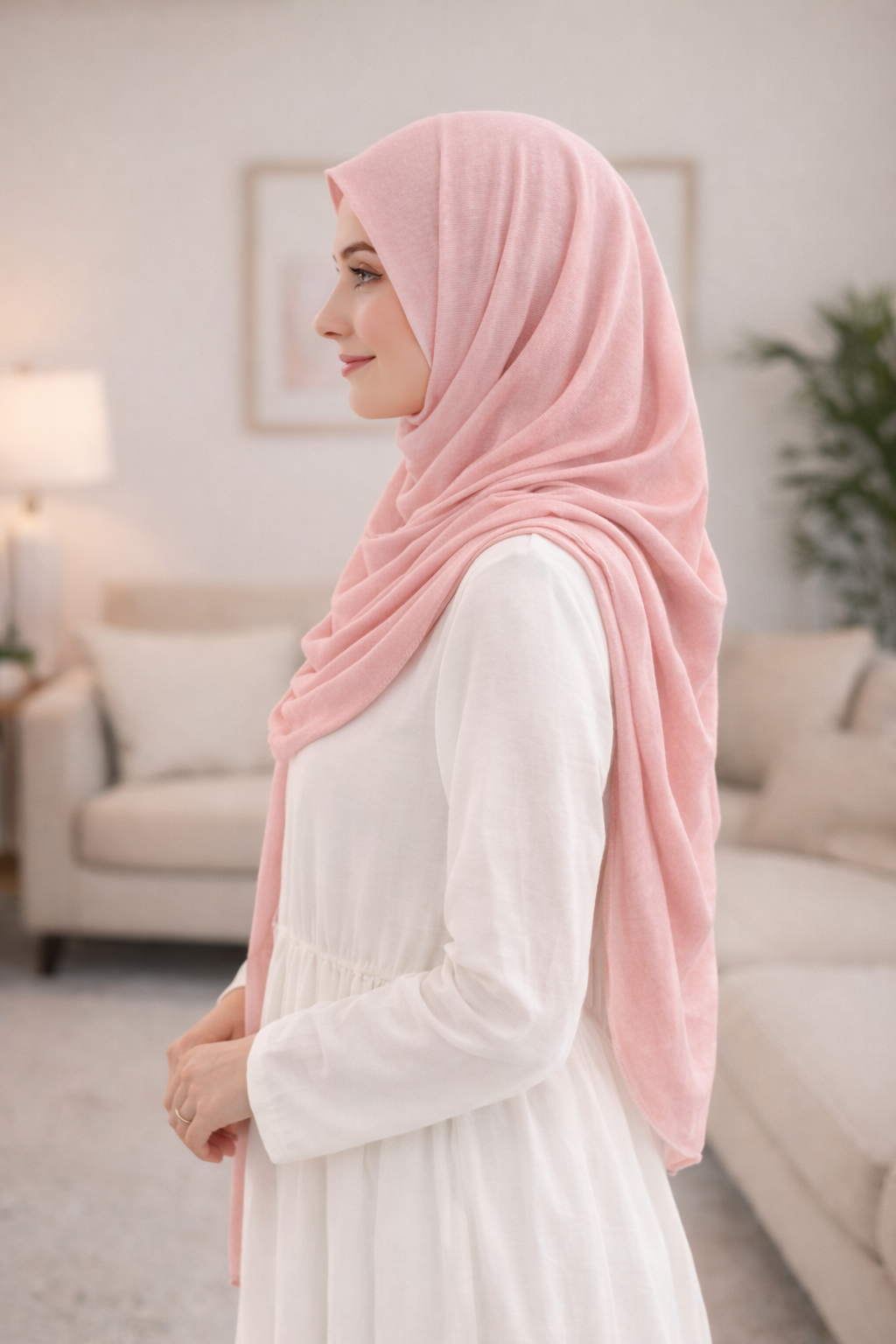 Dawn Pink Soft, stretchy cotton jersey scarf designed for comfortable everyday modest wear