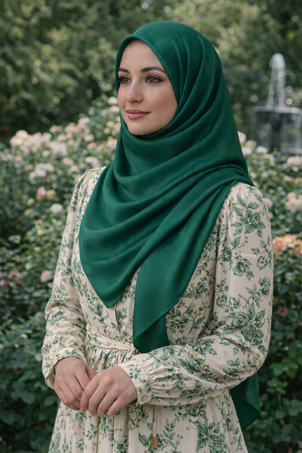 Evergreen Soft Rectangular Satin scarf for Women