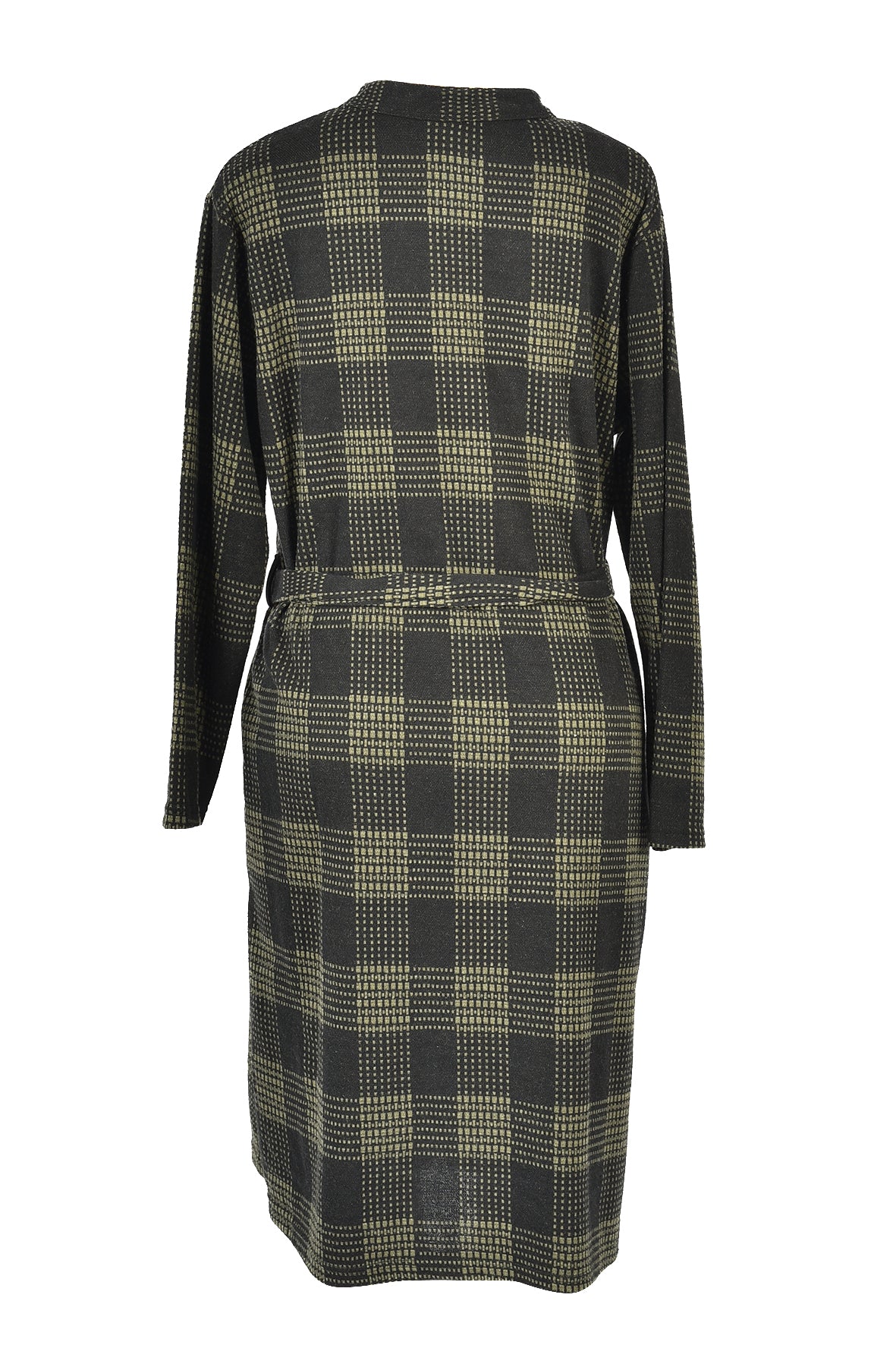 3/4 length checked winter dress -olive