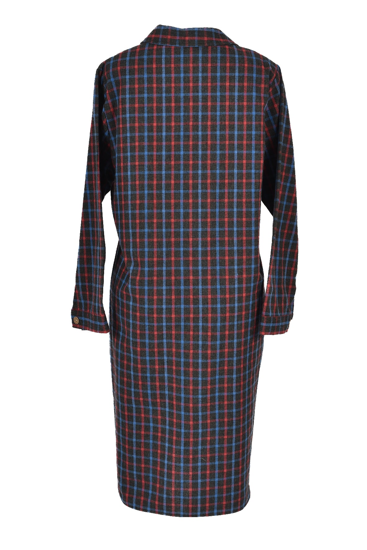 3/4 length checked winter over dress -blue-red