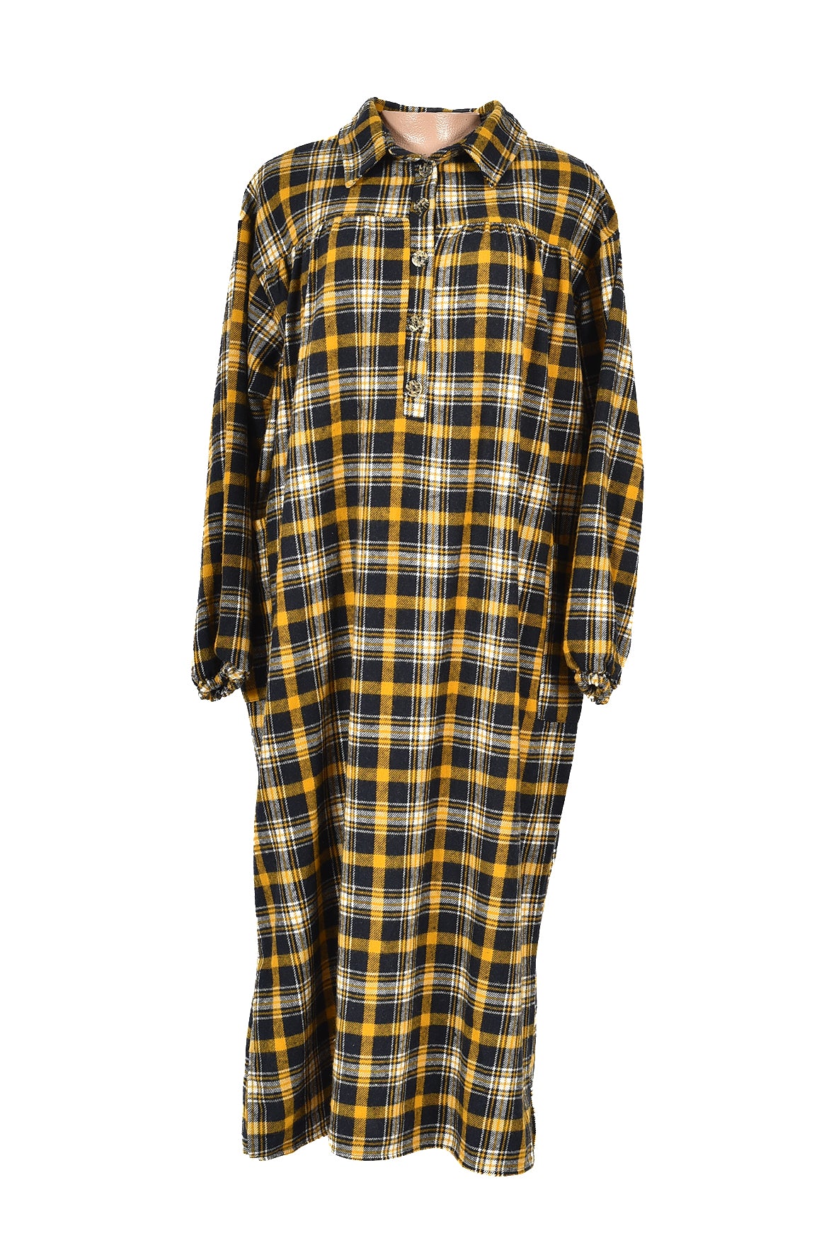 3/4 length checked winter dress -yellow