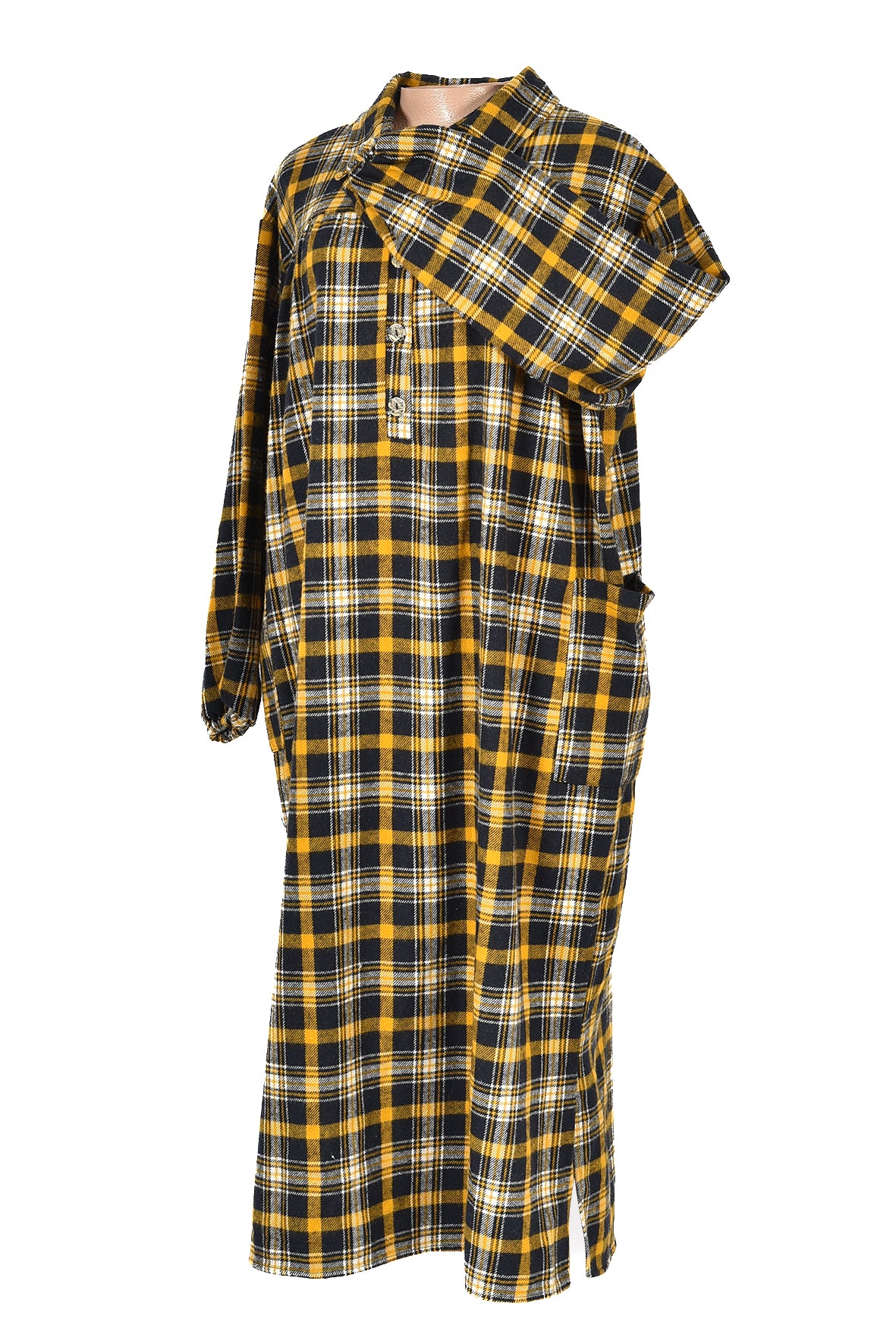 3/4 length checked winter dress -yellow
