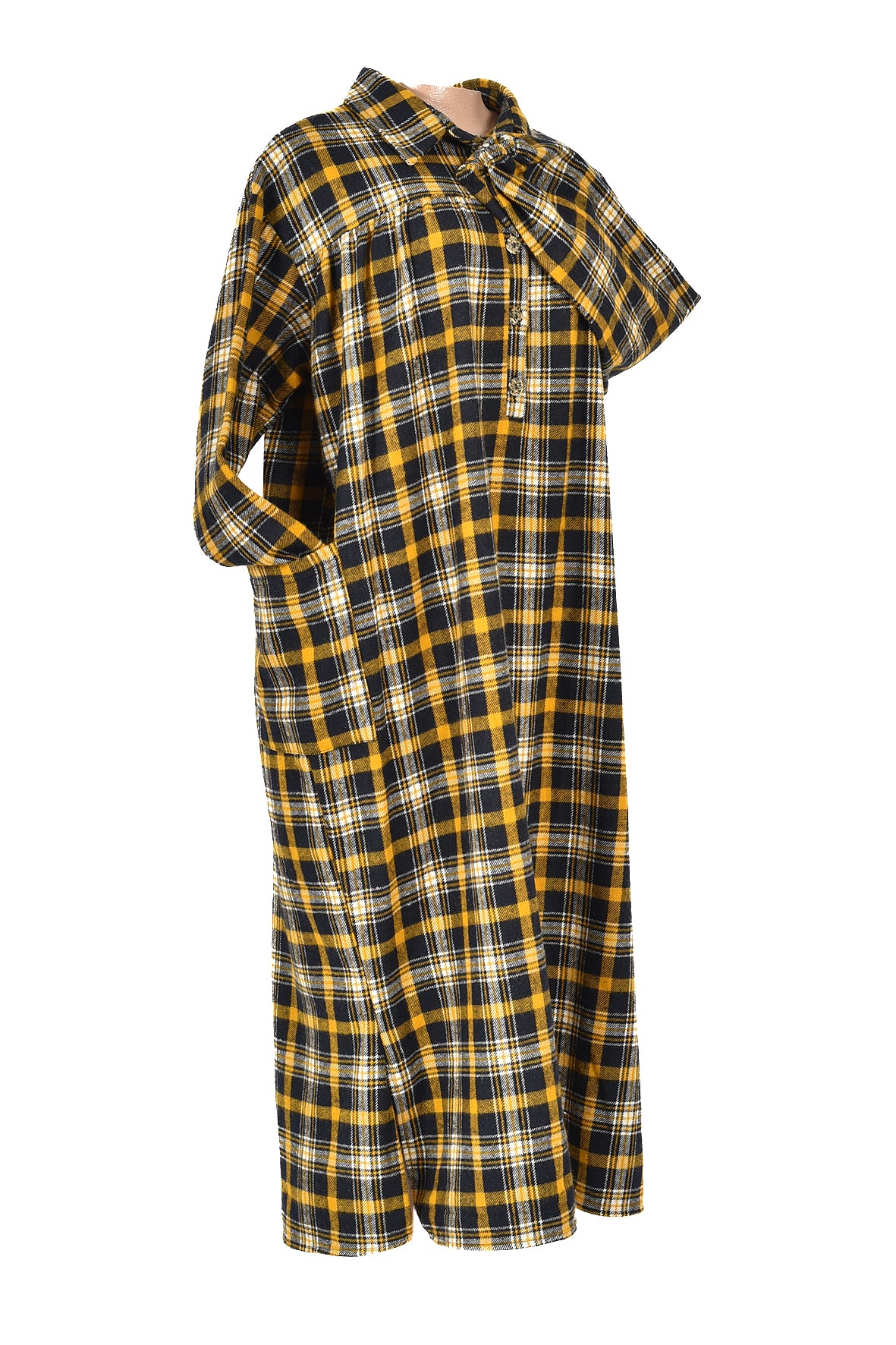3/4 length checked winter dress -yellow