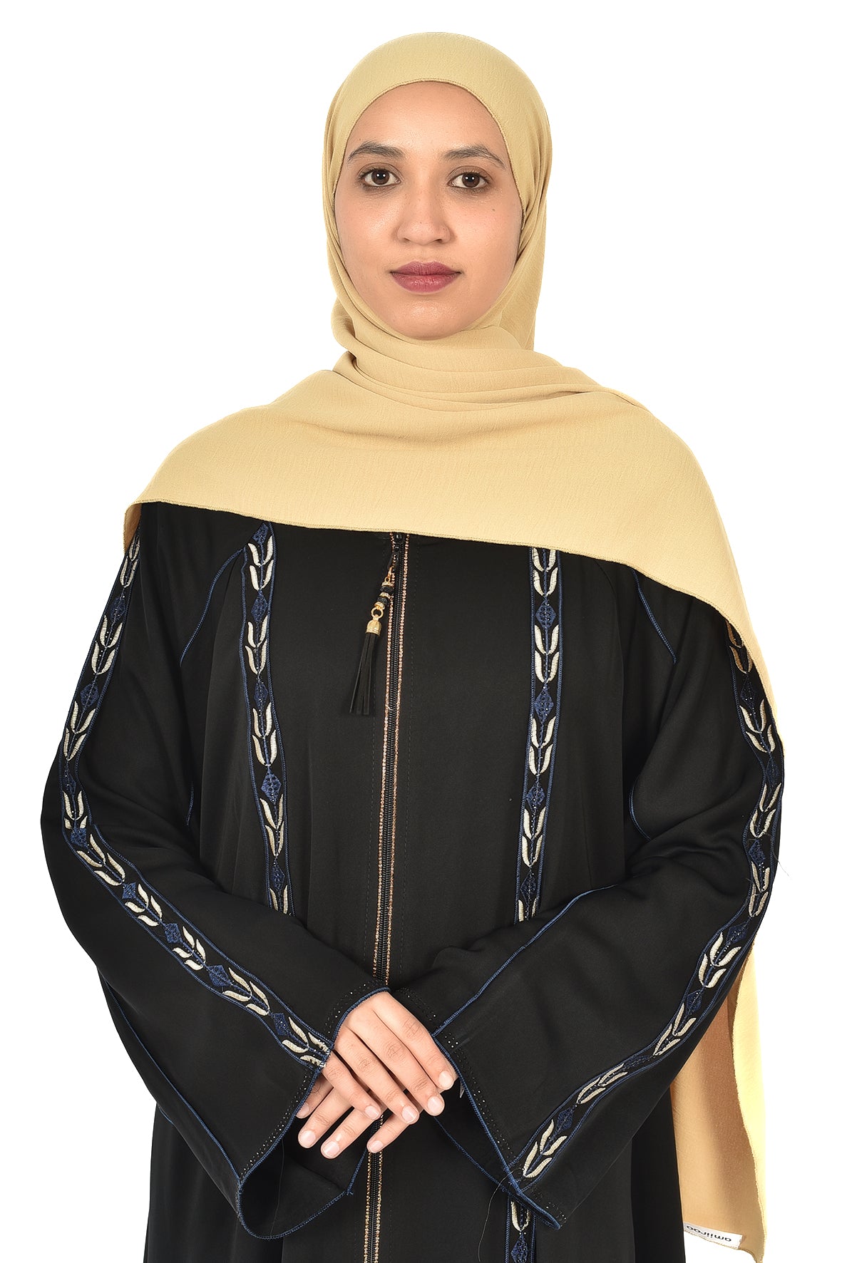 Black Abaya with Elegant Blue Embroidery  ladies abaya