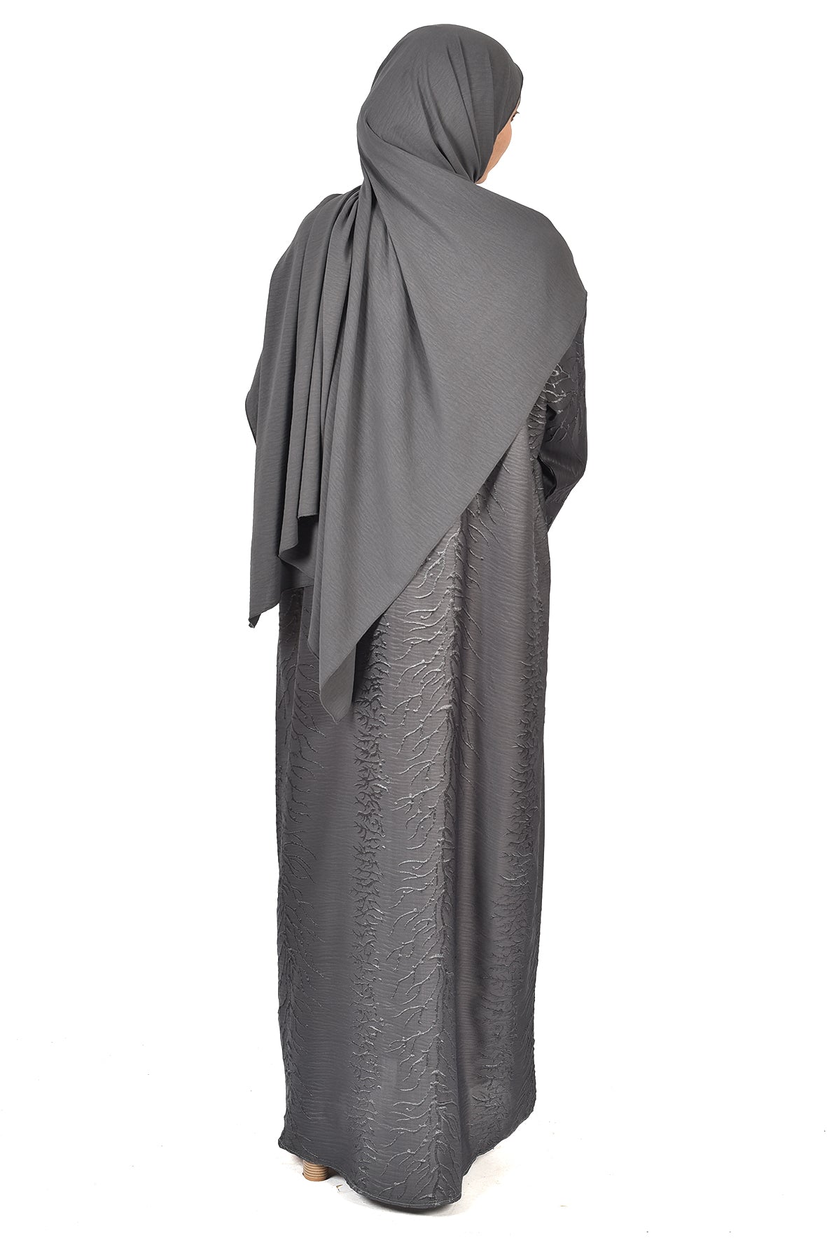 Elegant Charcoal Grey Abaya with Textured Shine ( ladies abaya )