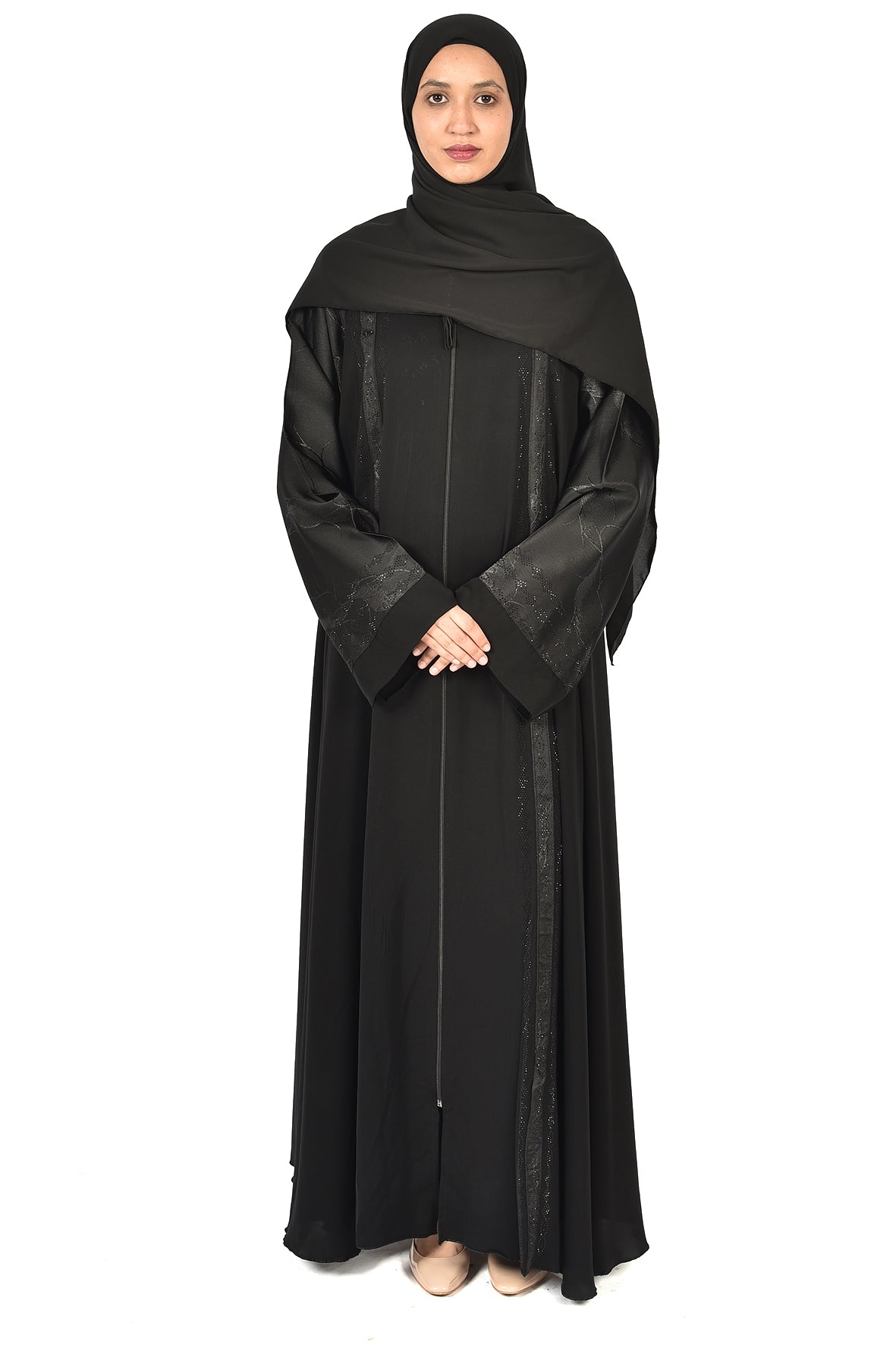 Elegant Black Abaya with Subtle Embroidery ( ladies abaya )