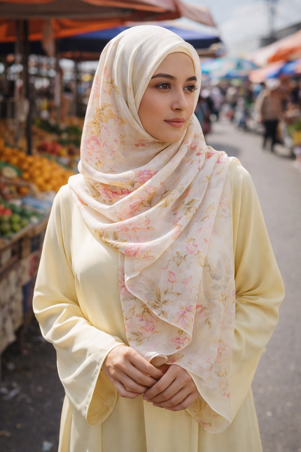 Fennel Seed Floral Chiffon Scarf for Modest Wear & Everyday Elegance