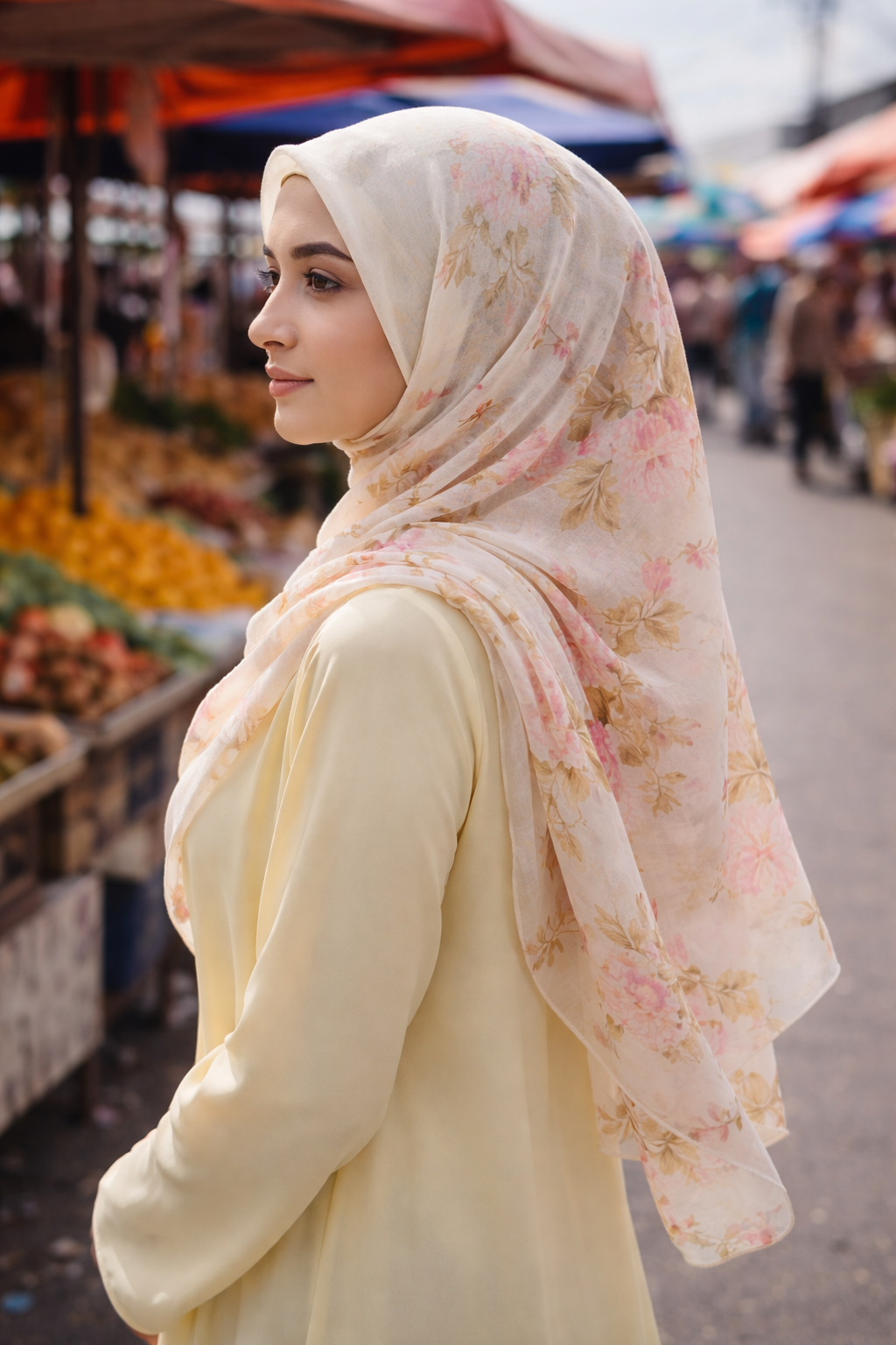 Fennel Seed Floral Chiffon Scarf for Modest Wear & Everyday Elegance
