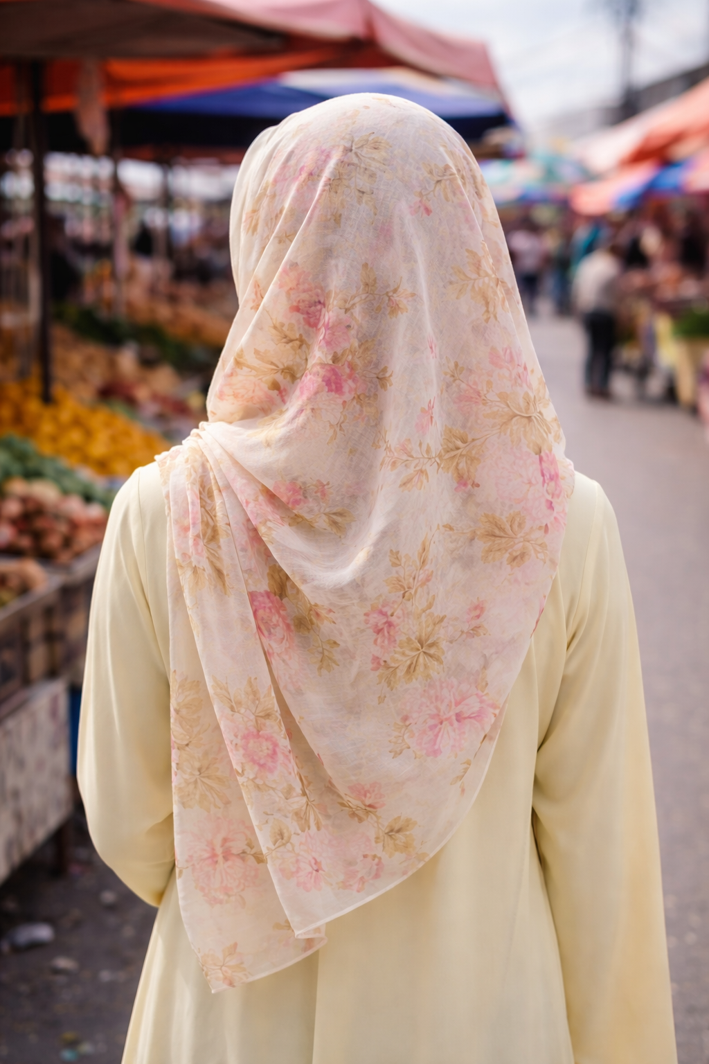 Fennel Seed Floral Chiffon Scarf for Modest Wear & Everyday Elegance
