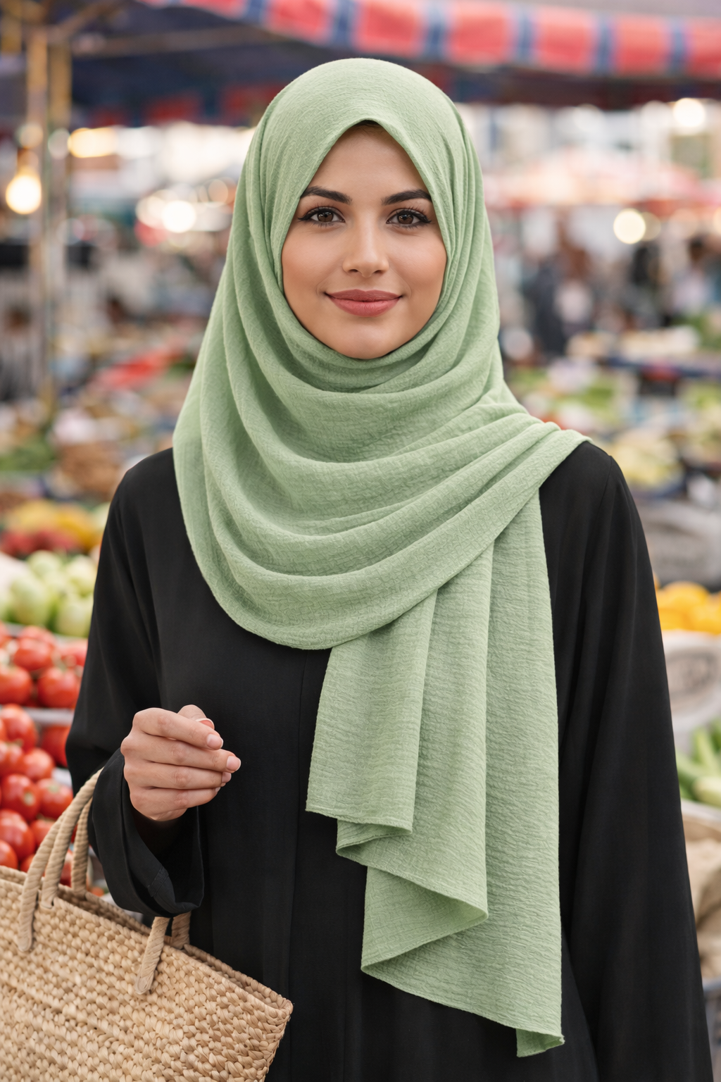 Frosty Spruce Soft airflow fabric scarf with a subtle crinkle texture, perfect for daily modest wear